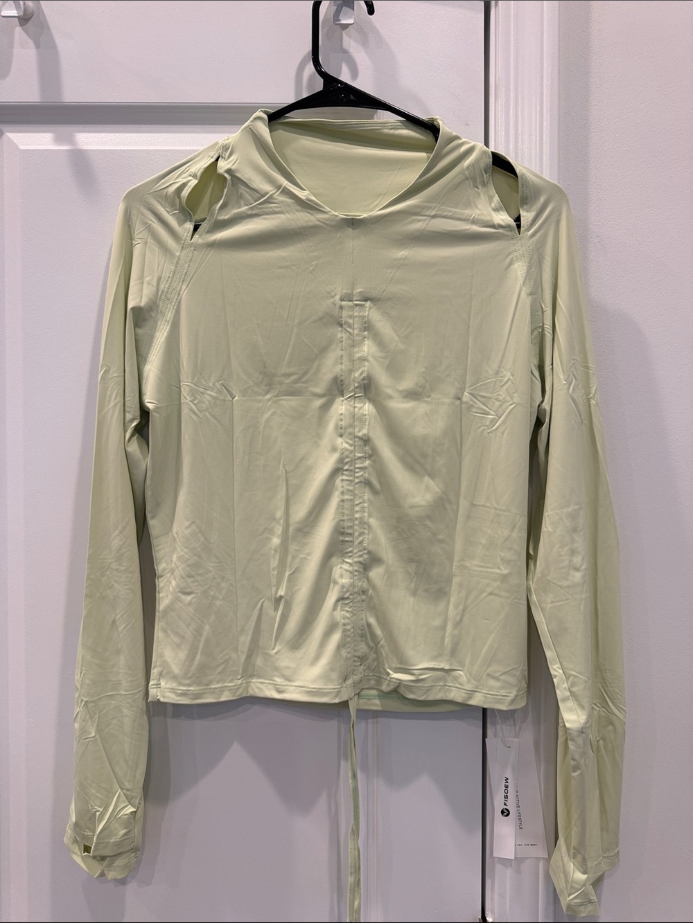 Women's Light Green Long-Sleeve Cutout Active Top